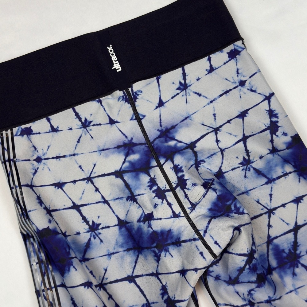 Ultracor Blue White Tie Dye Geometric Side Stripe Leggings Womens Size Medium - Picture 3 of 7